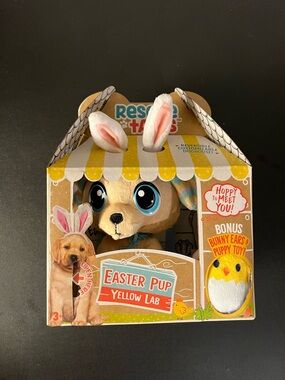 The Little Tikes Rescue Tales - Easter Pup Yellow Lab + Bunny Ears & Dog Toy New